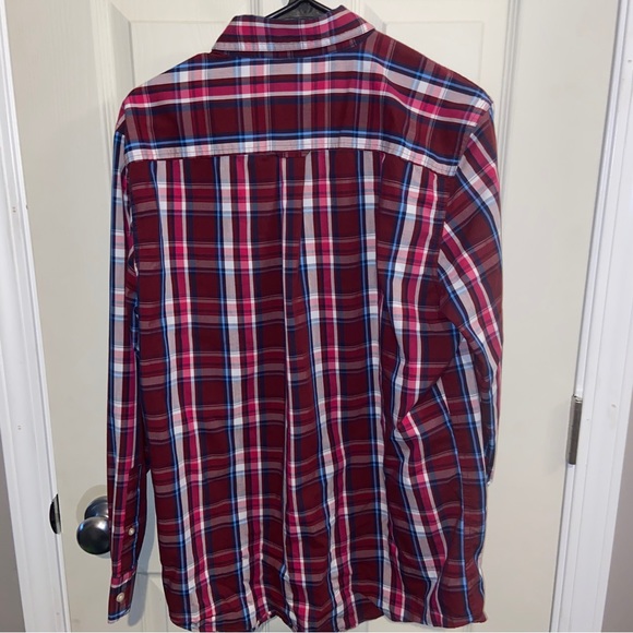 Chaps Easy Care Stretch button down Medium pink Red Blue. - Picture 5 of 5